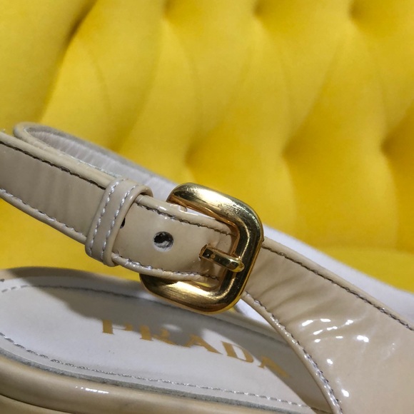 PRADA Nude Leather Heeled Sandals - Picture 6 of 13